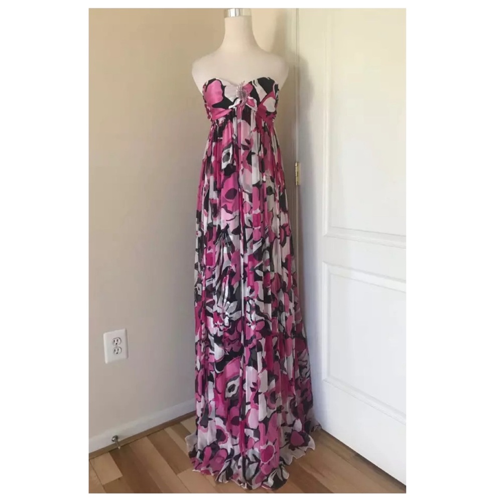 Marc Bower Glamit Strapless Floral Silk Gown - Picture 5 of 12